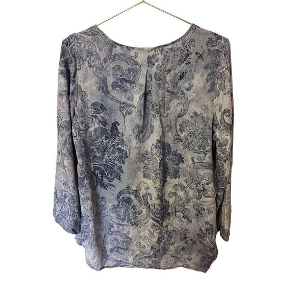 Soft Surroundings Sardinia Tencel Roll Tab Sleeve Blouse. - Picture 2 of 5